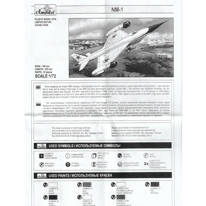 NM-1 Scale 1:72 Amodel AMO72229 Plastic Airplane Model Kit