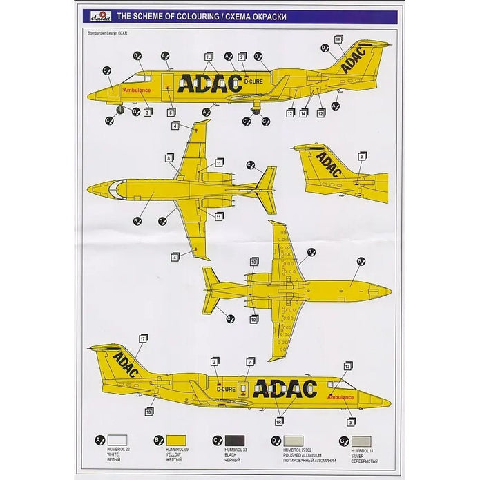 Bombardier Leajet 60XR ADAC ambulance Scale 1:72 Amodel AMO72360 Plastic Airplane Model Kit