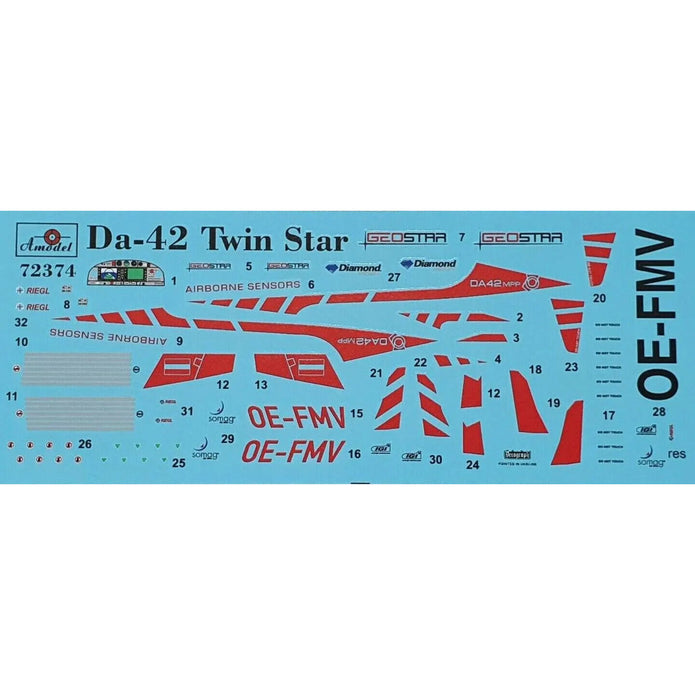 Plastic model 1/72 Da-42 Twin Star Scale 1:72 Amodel AMO72374 Plastic Airplane Model Kit