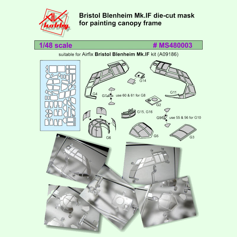 Painting Masks for model Bristol Blenheim (for Airfix) Scale 1:48 DAN Models MS480003