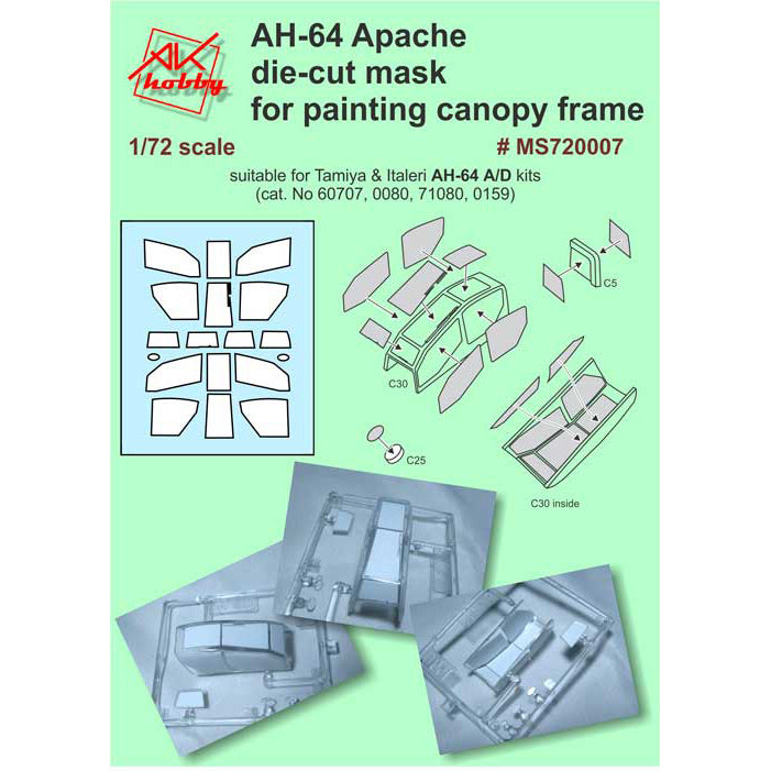 Painting Masks for model AH-64 Apache (for Italeri, Tamiya) Scale 1:72 DAN Models MS720007