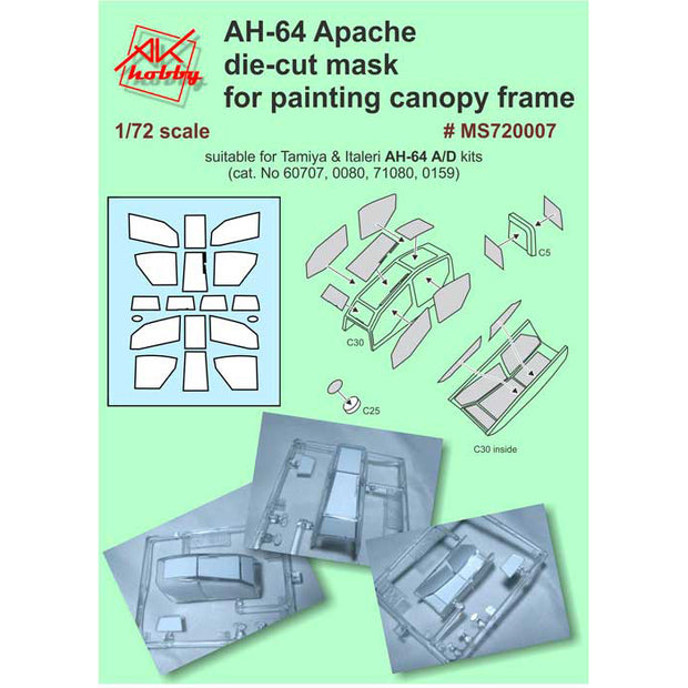 Painting Masks for model AH-64 Apache (for Italeri, Tamiya) Scale 1:72 DAN Models MS720007