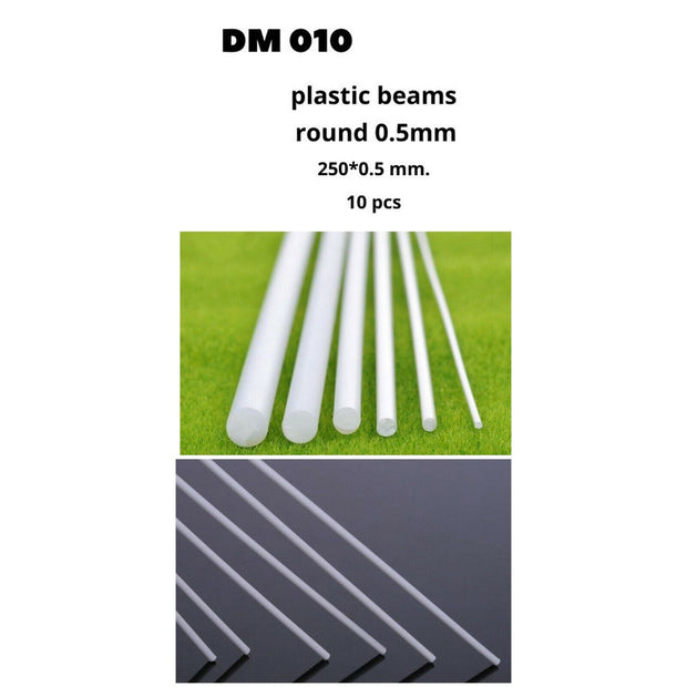 Plastic Beams 250x0.5 mm. 10 pcs Scale  DAN Models DM 010