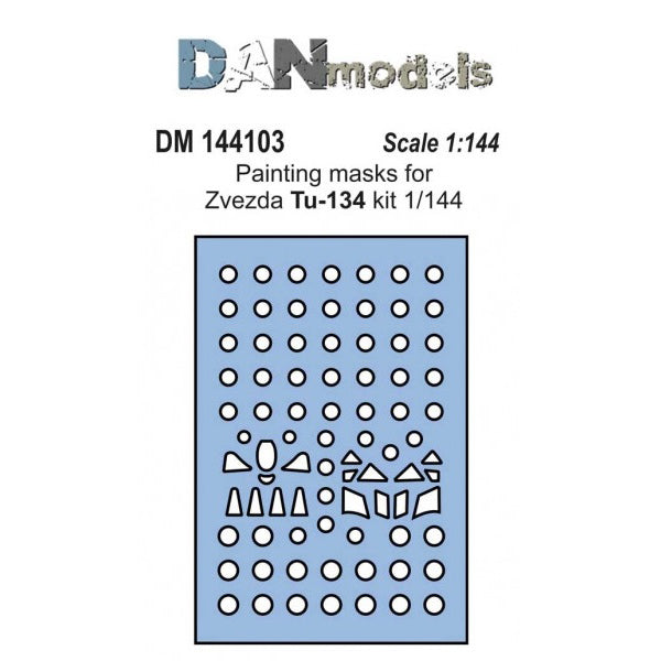 Painting Masks for Tu-134 aircraft model (for Zvezda 7007) Scale 1:144 DAN Models DM 144103
