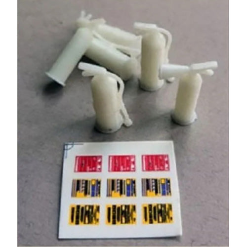 Set of fire extinguishers in assortment. 6 pcs. resin + decal Scale 1:24 DAN Models DM 24005