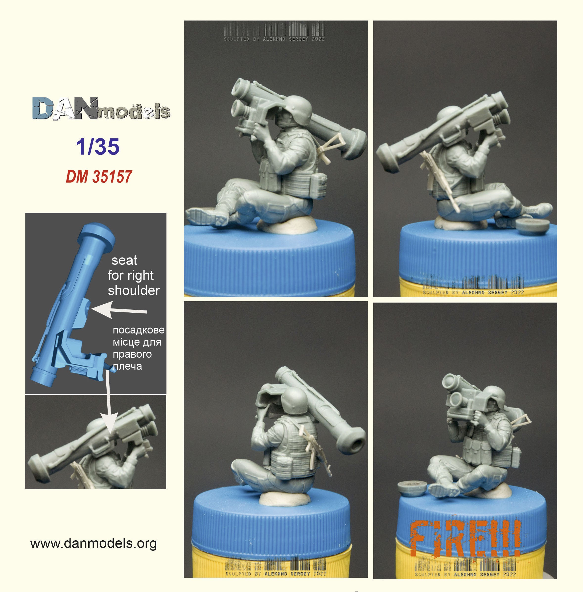 2022 Ukraine. Vine with Mordor. Ukrainian soldier with a javelin. fire. set №8 - 1 figurine (resin) + javelin 3D Scale 1:35 DAN Models DM 35157