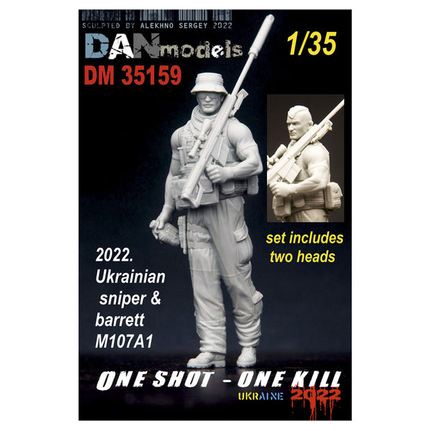 2022 Ukraine. Vine with Mordor. Ukrainian sniper with barrett M107A1. jne shot - one kill. set №10 - 1 figure (resin) Scale 1:35 DAN Models DM 35159