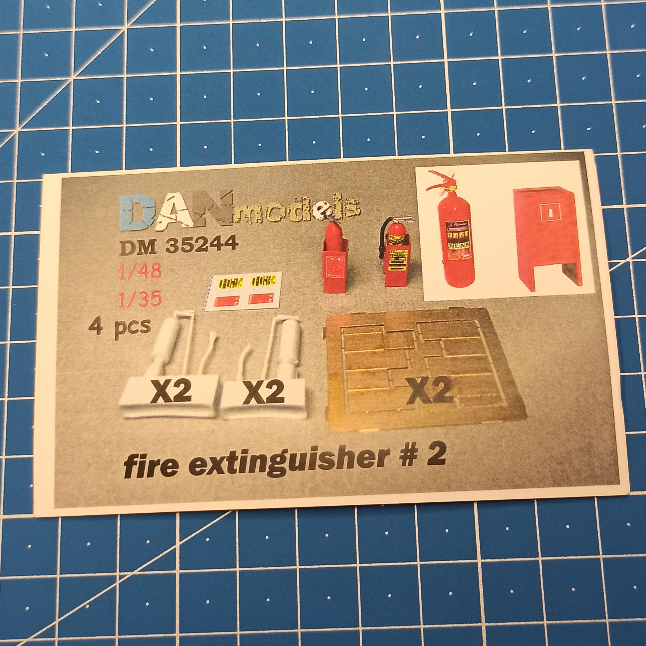 Fire extinguishers on a stand. No. 2 Resin. etching, decal Set 4 pcs Scale 1/35, 1/48 DAN Models DM 35244