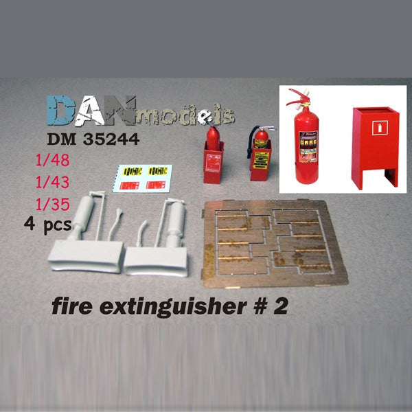 Fire extinguishers on a stand. No. 2 Resin. etching, decal Set 4 pcs Scale 1/35, 1/48 DAN Models DM 35244