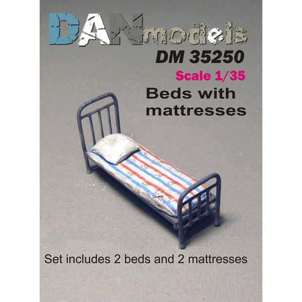 Army bed and mattress with pillow Set of 2 pcs. material - resin, photo-etched. Scale 1:35 DAN Models DM 35250