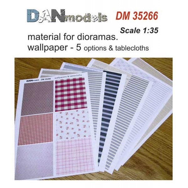 Material for dioramas - wallpaper (paper) five types of wallpaper and tablecloths. part 3 Scale 1:35 DAN Models DM 35266