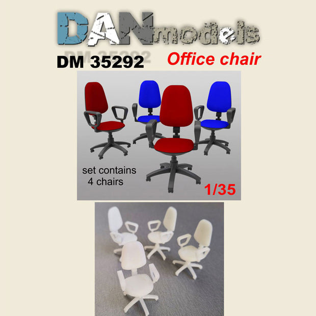 Material for dioramas. Office chair. Set 4 pcs. Resin. 3D printing Scale 1:35 DAN Models DM 35292