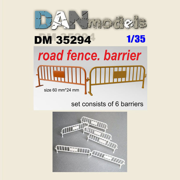 Material for dioramas. Road fence, barrier. Set №1 Set of 6 pcs. Resin. 3D printing Scale 1:35 DAN Models DM 35294