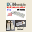 Material for dioramas. Mattresses and pillows. Set #2. Set includes 2 mattresses and 2 pillows. size 55*20*5 mm. Resin 3D Scale 1:35 DAN Models DM 35306