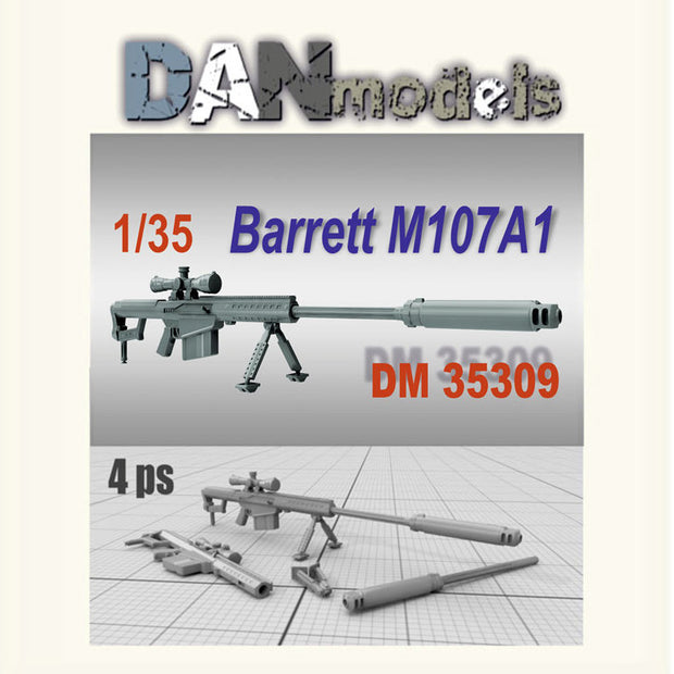 Sniper rifle Barrett M107A1. set 4 pcs. 3D printing Scale 1:35 DAN Models DM 35309