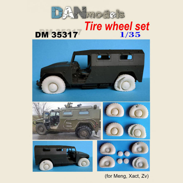 Deformed wheels for a damaged armored car GAZ-2330 "Tiger". set of 4 wheels. Resin 3D. Scale 1:35 DAN Models DM 35317