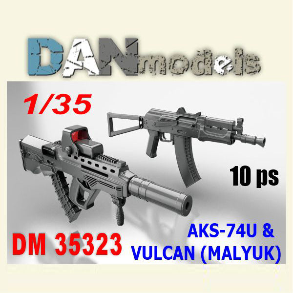 Vulcan-Malyuk machine gun and AKS-74U .3D printing. set of 10 pcs Scale 1:35 DAN Models DM 35323