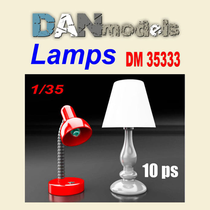 Material for dioramas. table lamp. Set 10 pcs. 3D printing Scale 1:35 DAN Models DM 35333
