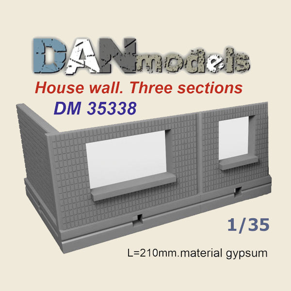 Material for diorama. house wall of three sections. Material - gypsum. Weight 250 gr Scale 1:35 DAN Models DM 35338