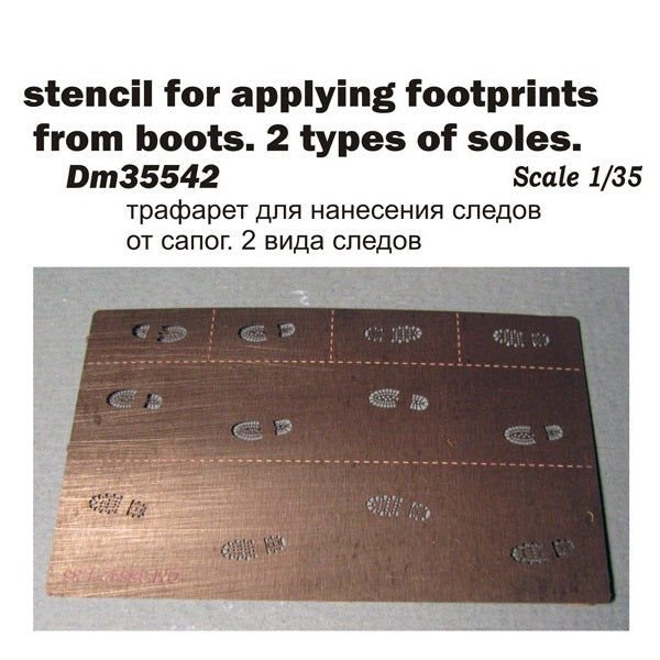 Stencil for applying traces of boots. 2 types of soles. Scale 1:35 DAN Models DM 35542