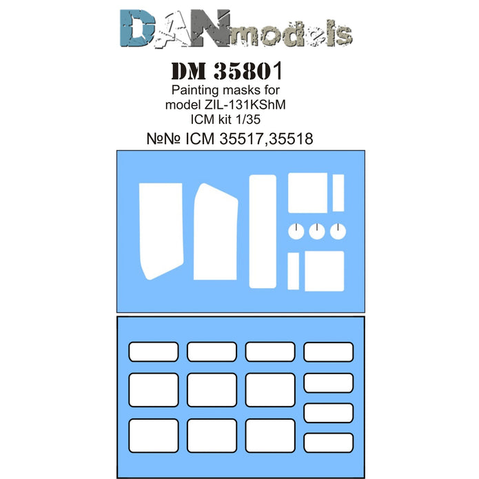 Painting Masks for car model Zil-131 KShM (for ICM 35517-35518) Scale 1:35 DAN Models DM 35801