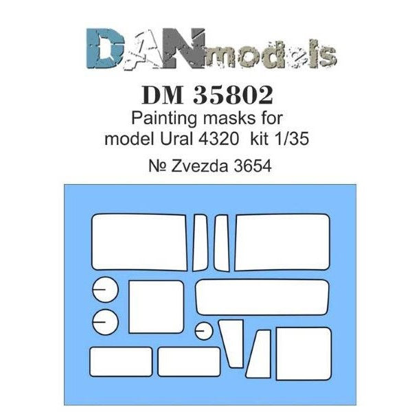 Painting Masks for car model Ural (Zvezda 3654) Scale 1:35 DAN Models DM 35802