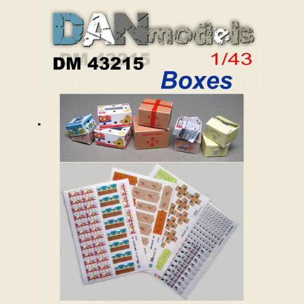 Boxes from "Nova Poshta", "In-Iaim", roshen. Banana boxes. (cardboard) Scale 1:43 DAN Models DM 43215