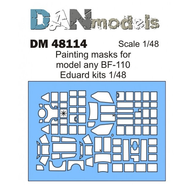 Painting Masks for aircraft model BF-110 (for Eduard kit) Scale 1:48 DAN Models DM 48114