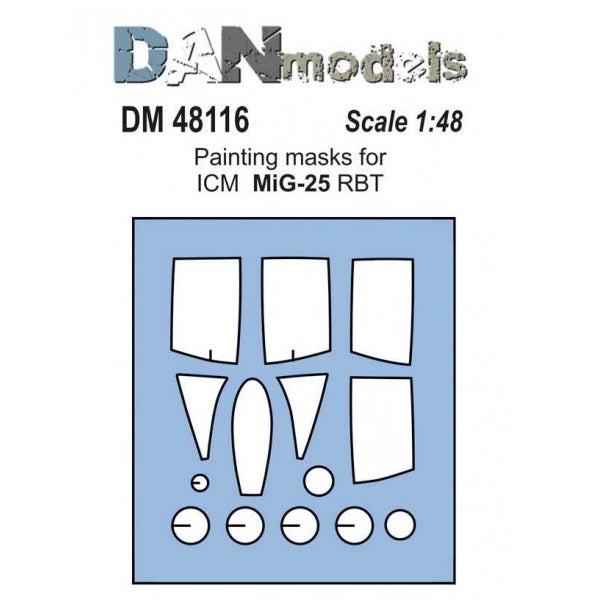 Painting Masks for MiG-25 aircraft model RBT, RB (for ICM 1/48) Scale 1:48 DAN Models DM 48116