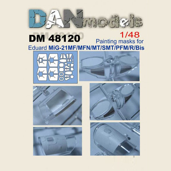 Painting Masks for MiG-21 aircraft model (for Eduard MiG-21MF/MFN/MT/SMT/PFM/R/Bis) Scale 1:48 DAN Models DM 48120