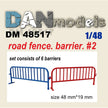 Road fence, barrier. Set #2. Set 6 pcs. Resin. 3D printing Scale 1:48 DAN Models DM 48517