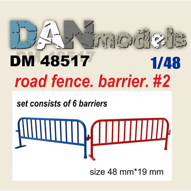 Road fence, barrier. Set #2. Set 6 pcs. Resin. 3D printing Scale 1:48 DAN Models DM 48517