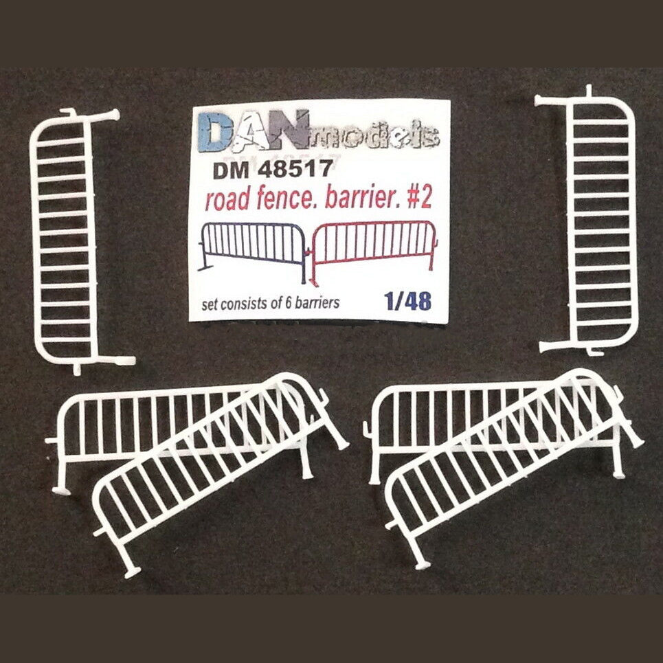 Road fence, barrier. Set #2. Set 6 pcs. Resin. 3D printing Scale 1:48 DAN Models DM 48517