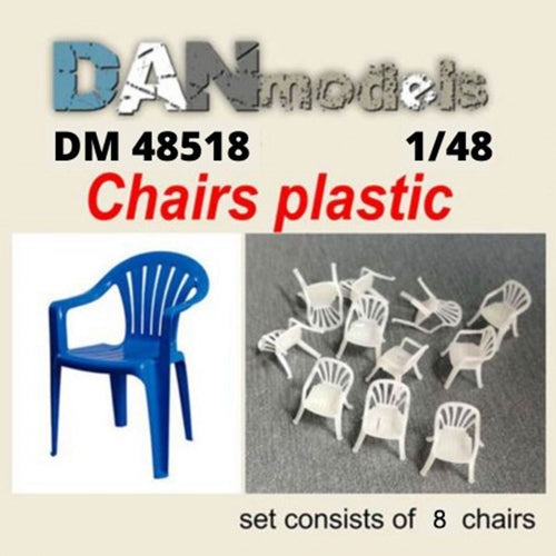 Plastic chairs. Set 8 pcs. resin . 3D printing Scale 1:48 DAN Models DM 48518