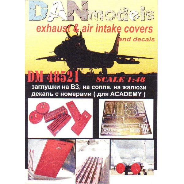 MiG-29: plugs for air intake, for nozzles, for blinds + decal with numbers (for ACADEMY) Scale 1:48 DAN Models DM 48521