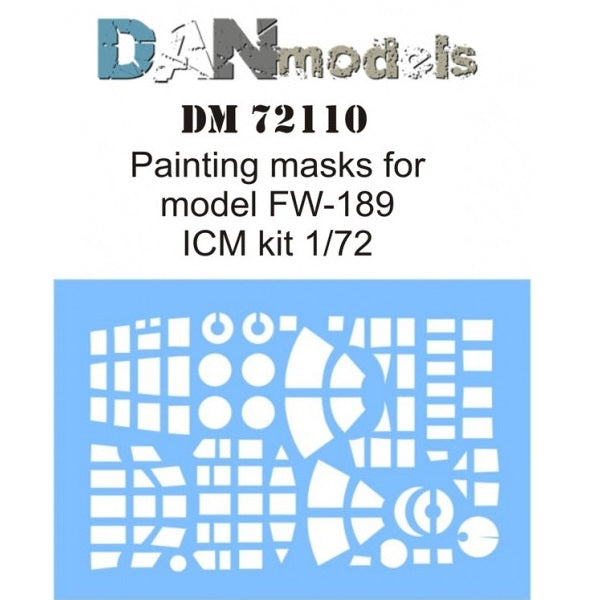 Painting Masks for FW-189 aircraft model (for ICM 72291-72294) Scale 1:72 DAN Models DM 72110