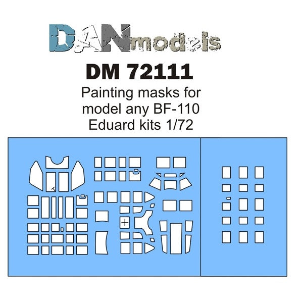Painting Masks for aircraft model BF-110 (for Eduard kit) Scale 1:72 DAN Models DM 72111