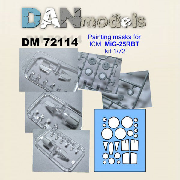Painting Masks for MiG-25 aircraft model (for ICM kit 1/72) Scale 1:72 DAN Models DM 72114
