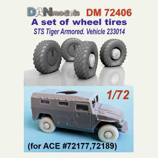 Wheel tires deformed after the explosion for ACE kits Scale 1:72 DAN Models DM 72406
