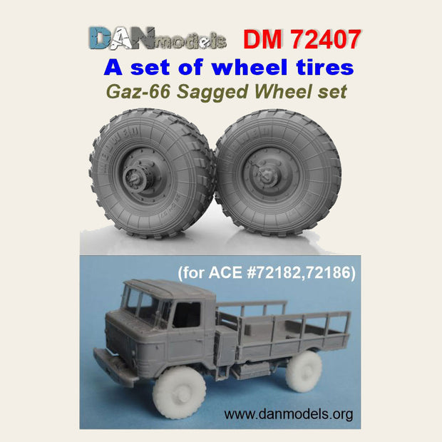 Detailing Set: Wheel Tires for GAZ-66 (sagget wheel) Scale 1:72 DAN Models DM 72407