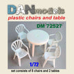 Plastic chairs and table. Set of 8 tables and 1 table. resin . 3D printing Scale 1:72 DAN Models DM 72527