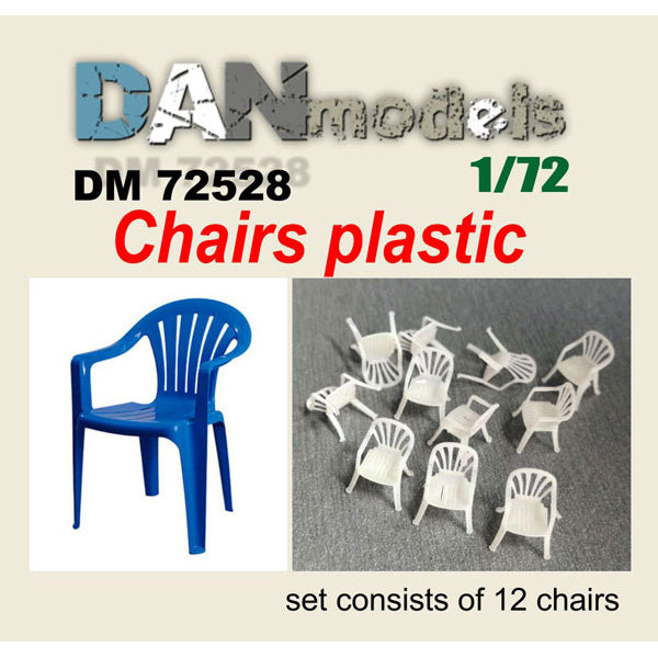 Plastic chairs. Set 12 pcs. resin . 3D printing Scale 1:72 DAN Models DM 72528