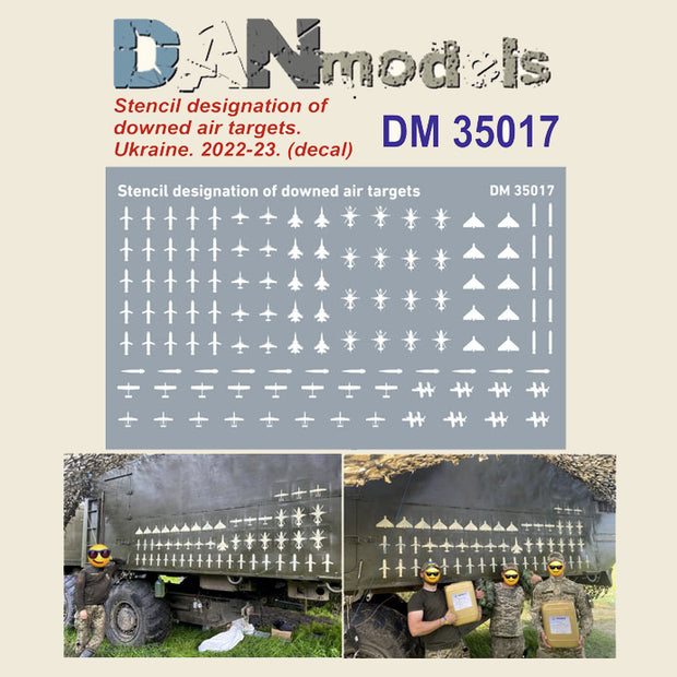 Decal Stencil designation of downed air targets, Ukraine, 2022-2023 Scale 1:35 DAN Models DM 35017