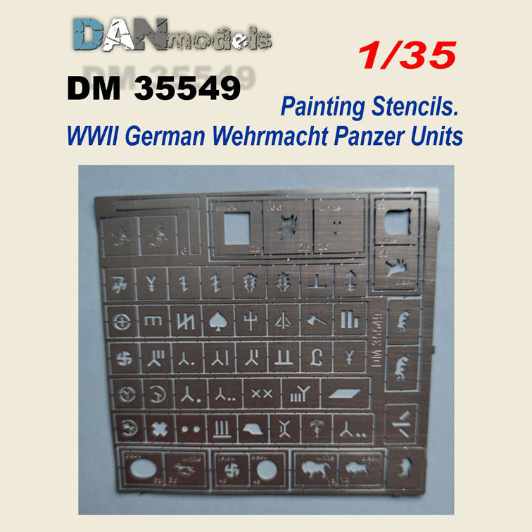 Stencil for WWII German Wehrmacht Panzer Units Scale 1:35 DAN Models DM 35549