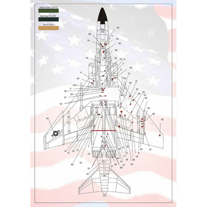 Print Scale 0008-72 Decal McDonnell Douglas F-4 Phantom II Technical stencils Scale 1:72