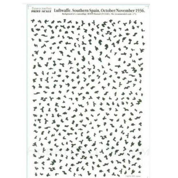 Print Scale 001-camo Decal Luftwaffe. Southern Spain, October / November 1936 Scale 1:72