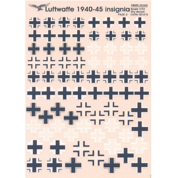 Print Scale 0012-72 Decal Luftwaffe 1939-1945. Crosses Scale 1:72-1:48
