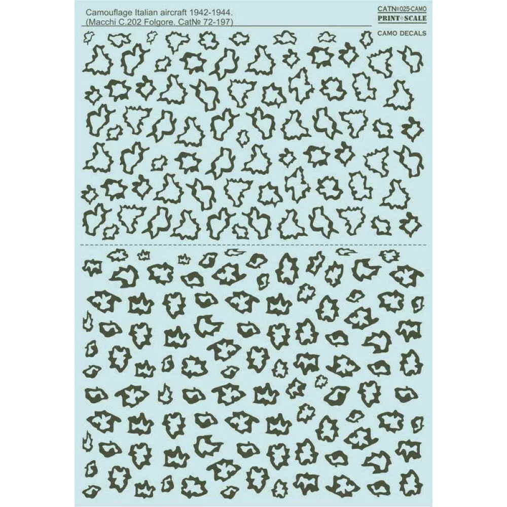 Print Scale 025-CAMO Decal Camo Italian aircraft 1942-1944 Scale 1:72 for Aircraft Plastic model kit