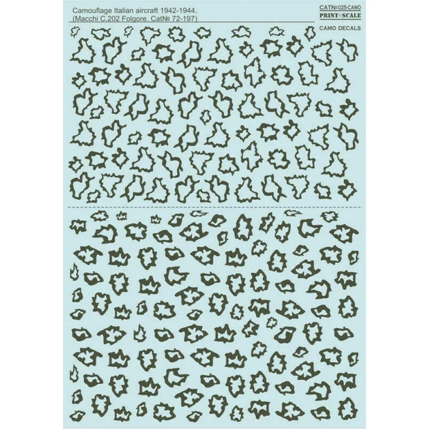 Print Scale 025-CAMO Decal Camo Italian aircraft 1942-1944 Scale 1:72 for Aircraft Plastic model kit