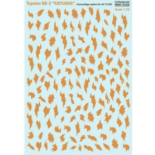 Print Scale 028-camo Decal Tupolev SB -2 Katiuska. Camo Part 1 Scale 1:72 for Aircraft Plastic model kit